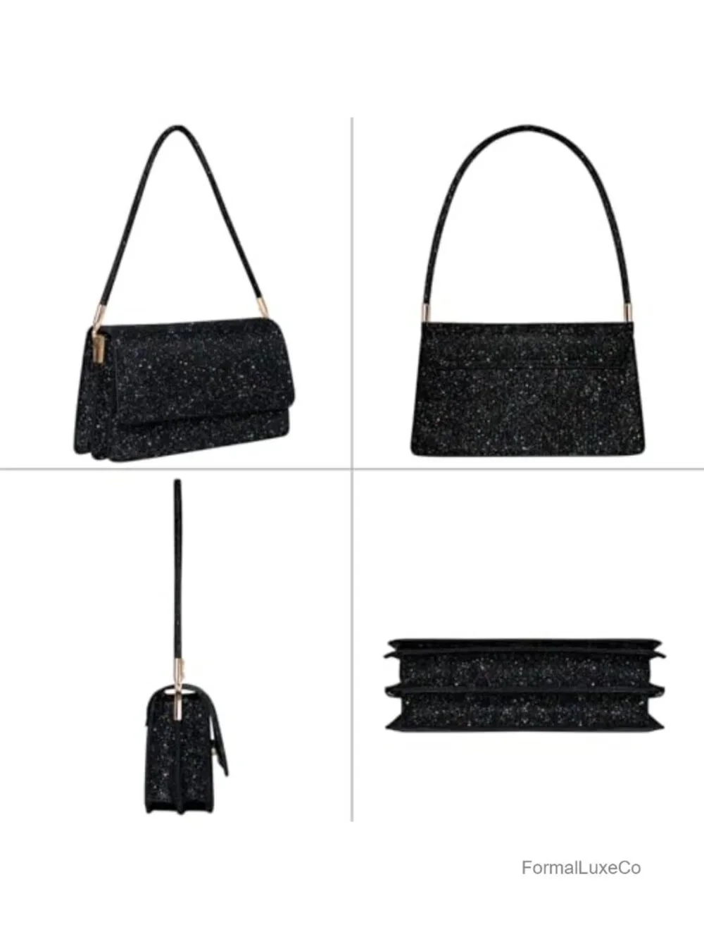 Sparkling Trapezoidal Envelope Clutch Purse with 2 Compartments for Party
